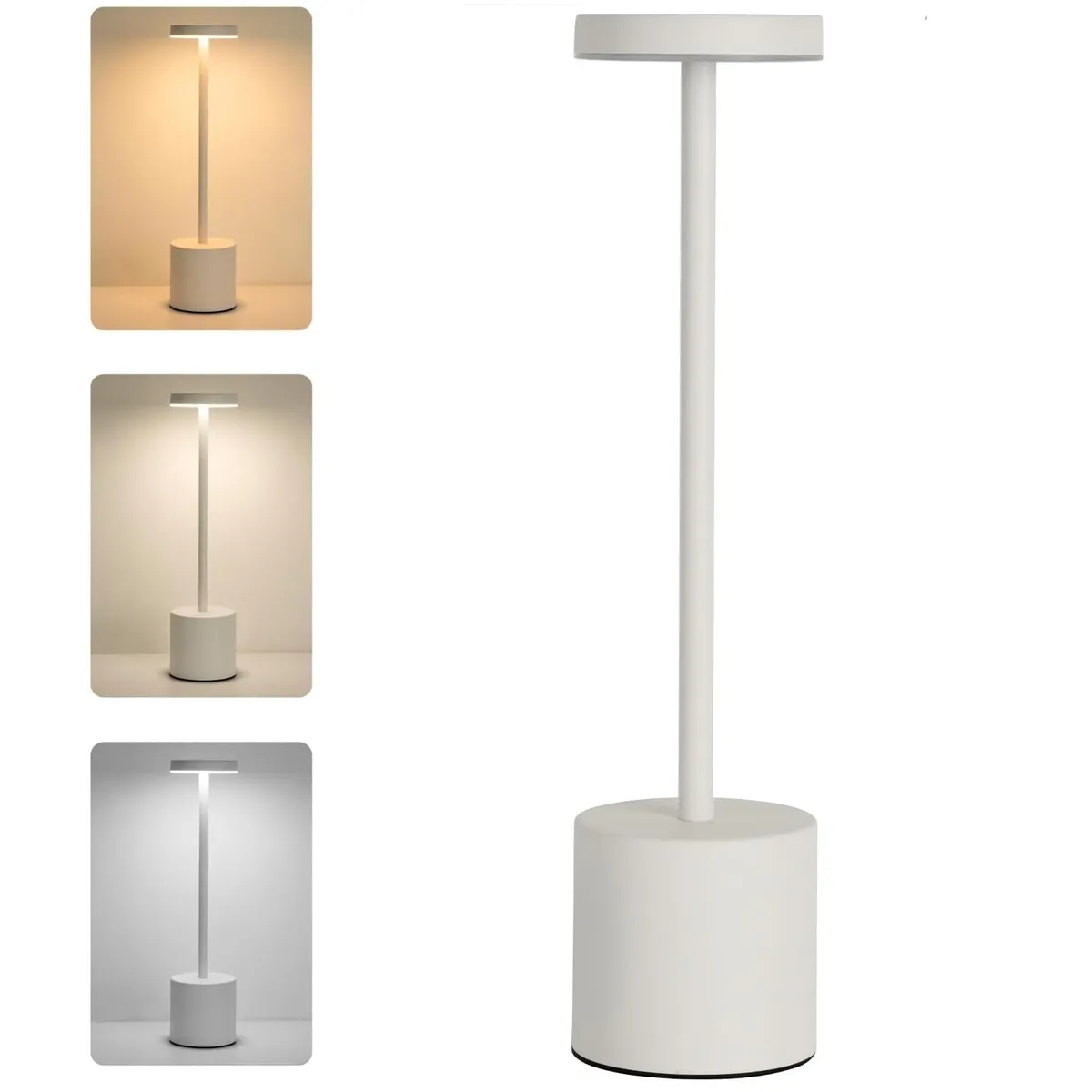 TATEE - Lámpara De Mesa Recargable Lámpara Inalámbrica LED-Blanco