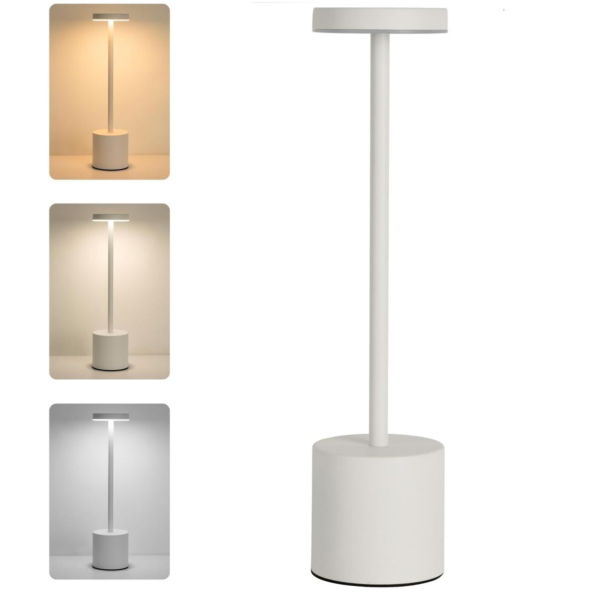 TATEE - Lámpara De Mesa Recargable Lámpara Inalámbrica LED-Blanco