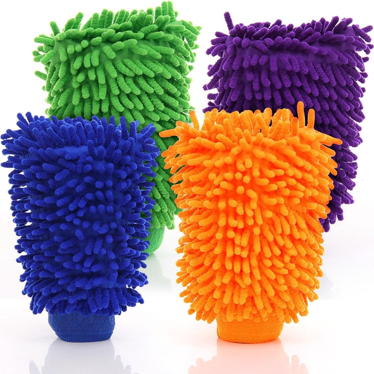 KUANGYE - Guante De Lavado De Microfibra Chenille 4 Piezas