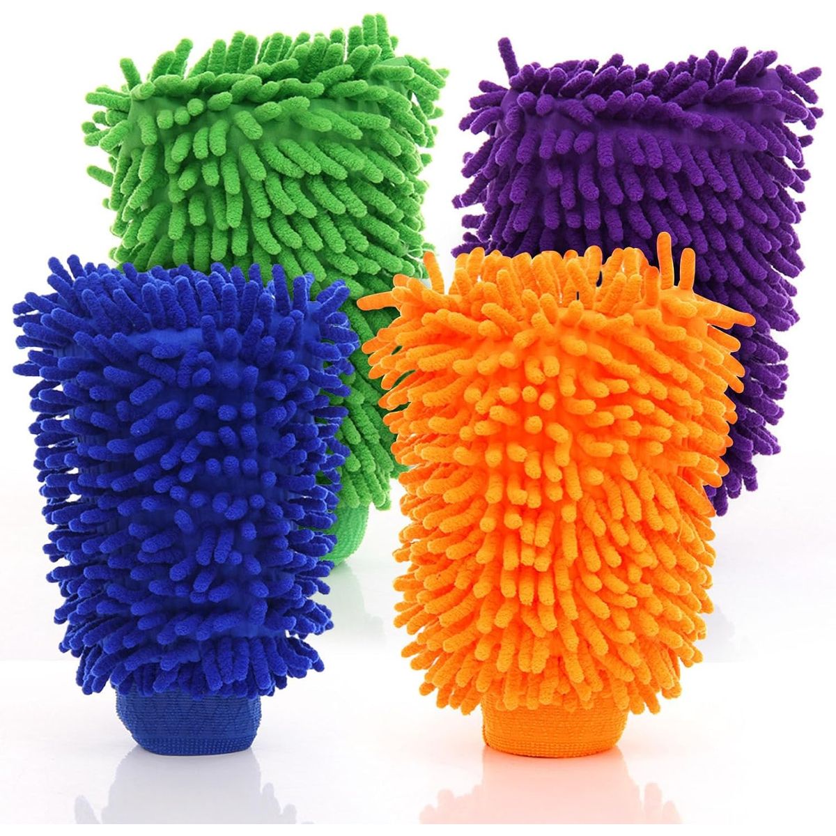 KUANGYE - Guante De Lavado De Microfibra Chenille 4 Piezas
