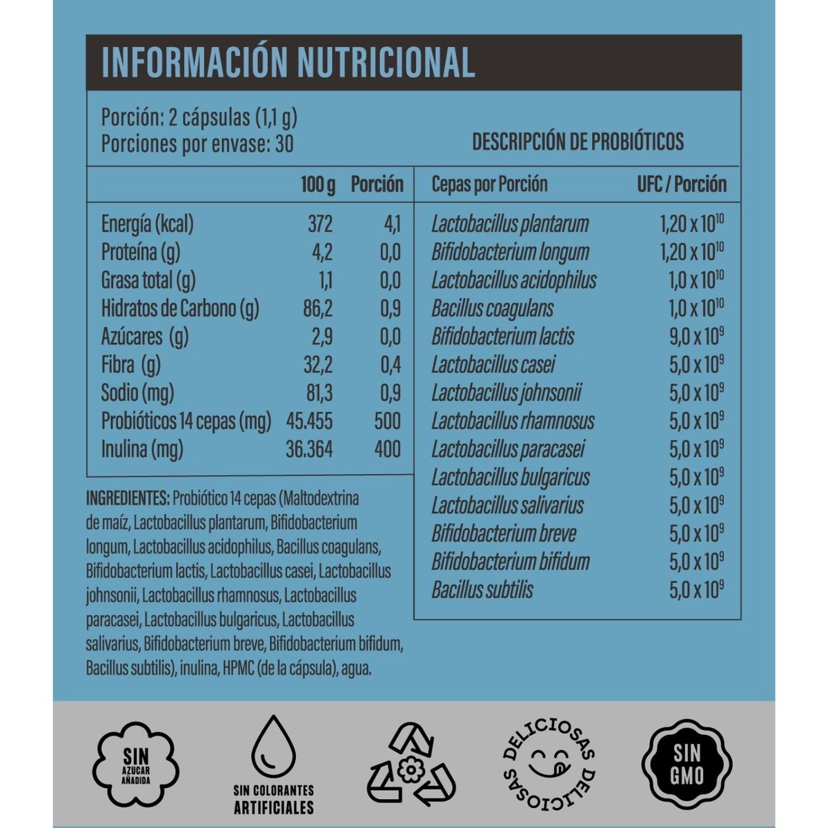 WELL U - PROBIOTICOS 14 CEPAS 100 BILLONES 60g WELL U