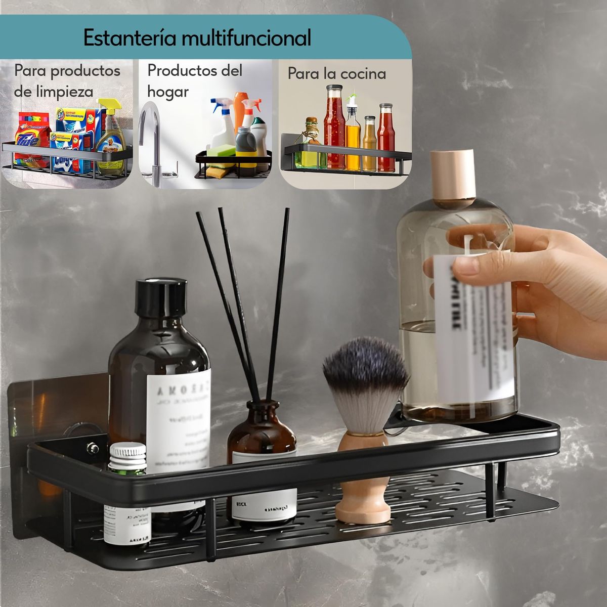 GENERICO - 1pcs Negro Estante Organizador Regadera Para Baño