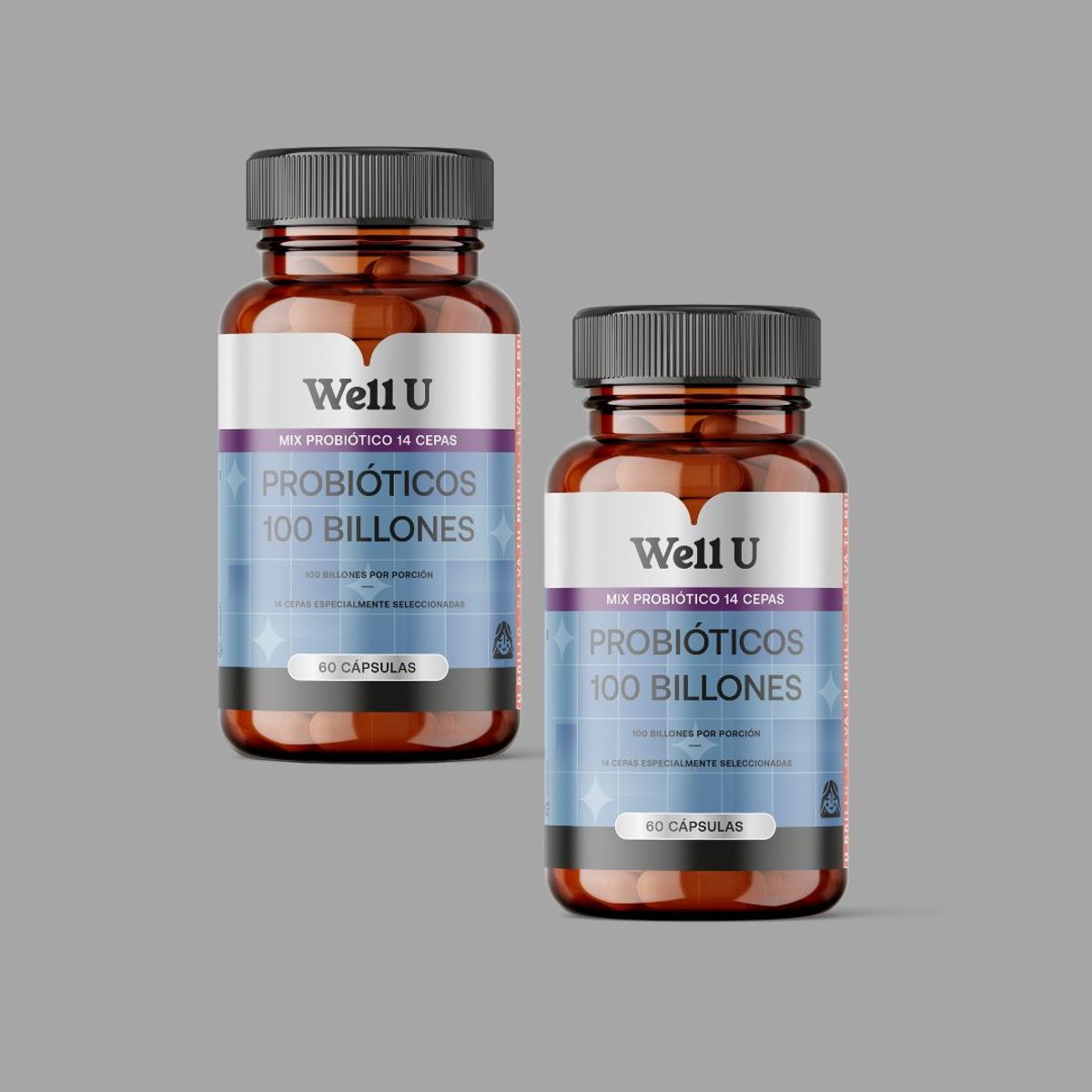 WELL U - PACK x2 PROBIOTICOS 14 CEPAS 100 BILLONES 120g WELL U