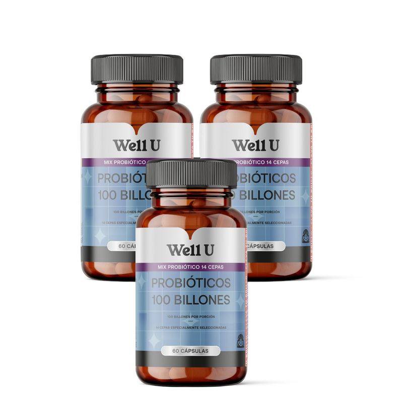 WELL U - PACK x3 PROBIOTICOS 14 CEPAS 100 BILLONES 180g WELL U