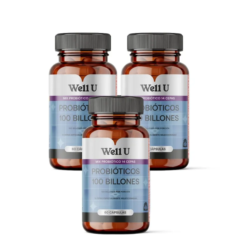 WELL U - PACK x3 PROBIOTICOS 14 CEPAS 100 BILLONES 180g WELL U