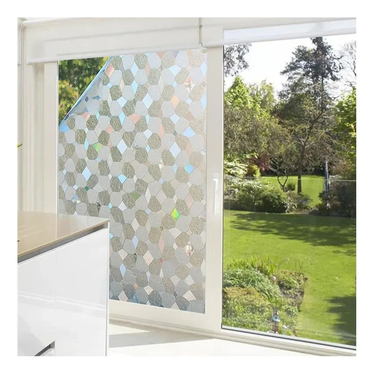 KUANGYE - Rollo Vinilo Ventana Vidrio 2mt×45cm Prisma 3d Privacidad Uv