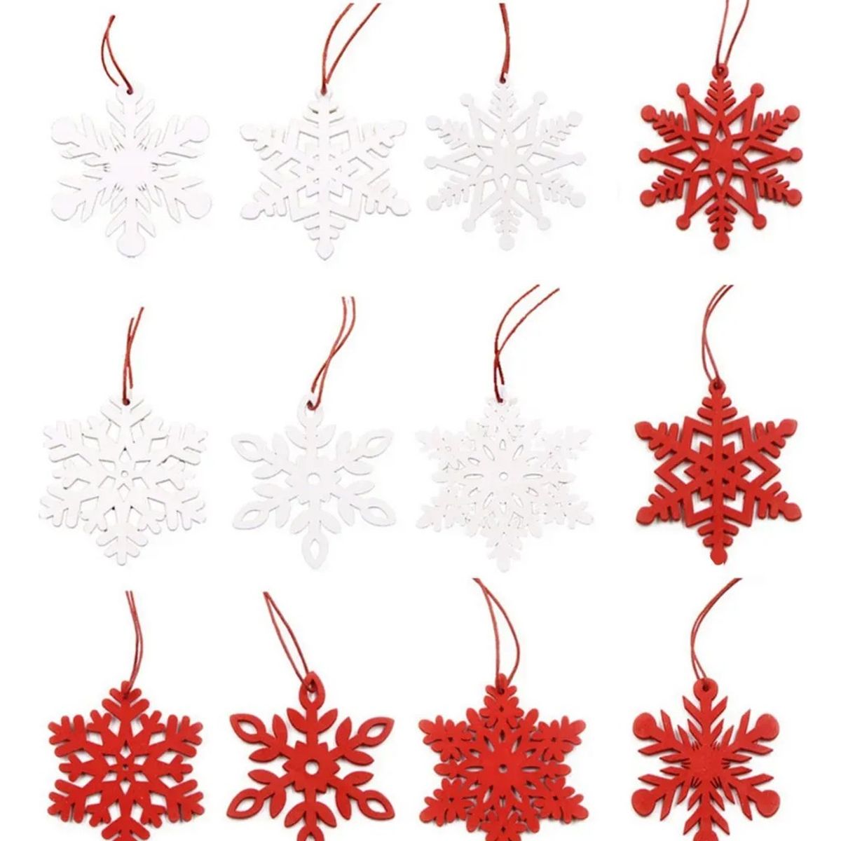 KUANGYE - Copos De Nieve De Madera Decorar adorno En Madera Navidad