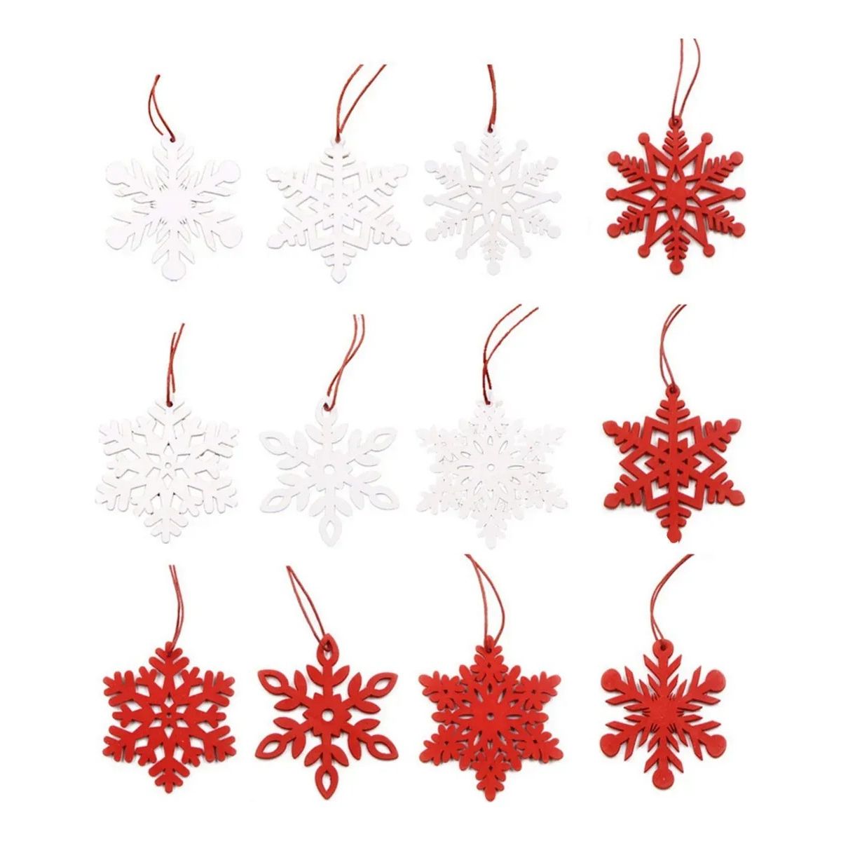 KUANGYE - Copos De Nieve De Madera Decorar adorno En Madera Navidad