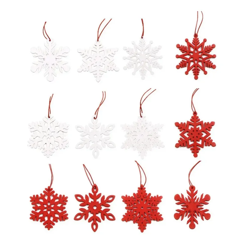 KUANGYE - Copos De Nieve De Madera Decorar adorno En Madera Navidad