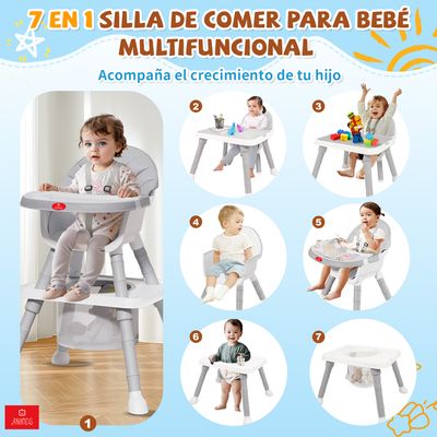 Imagen 2 del producto 7 En 1 Silla De Comer Para Bebé Guagua Multifuncional Gris