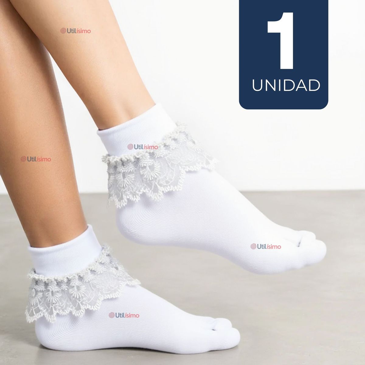 UTILISIMO - Calcetines Con Vuelo Blanco Niña Algodón Fiestas Patrias
