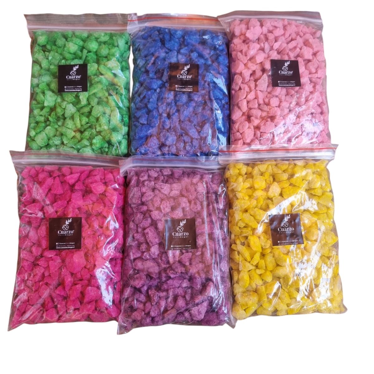 GENERICO - Cuarzo Tamaño Garbanzo 6 Colores. 500 GR c/u, Pack  N°2