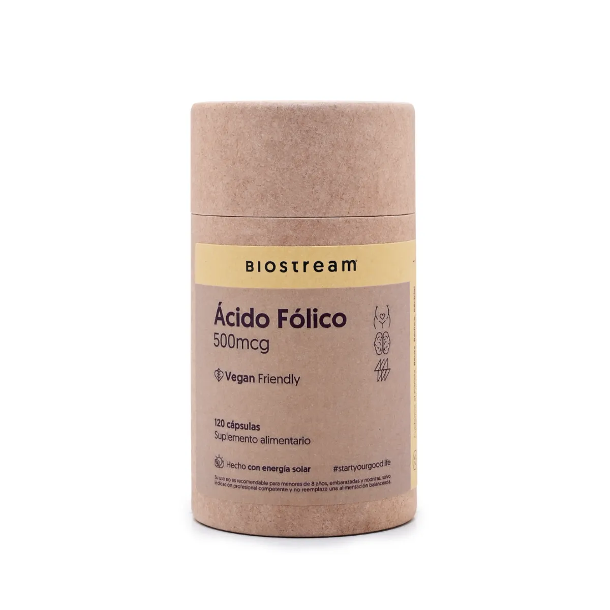 BIOSTREAM - Ácido Fólico 500mcg Vegano 120 Cápsulas Biostream