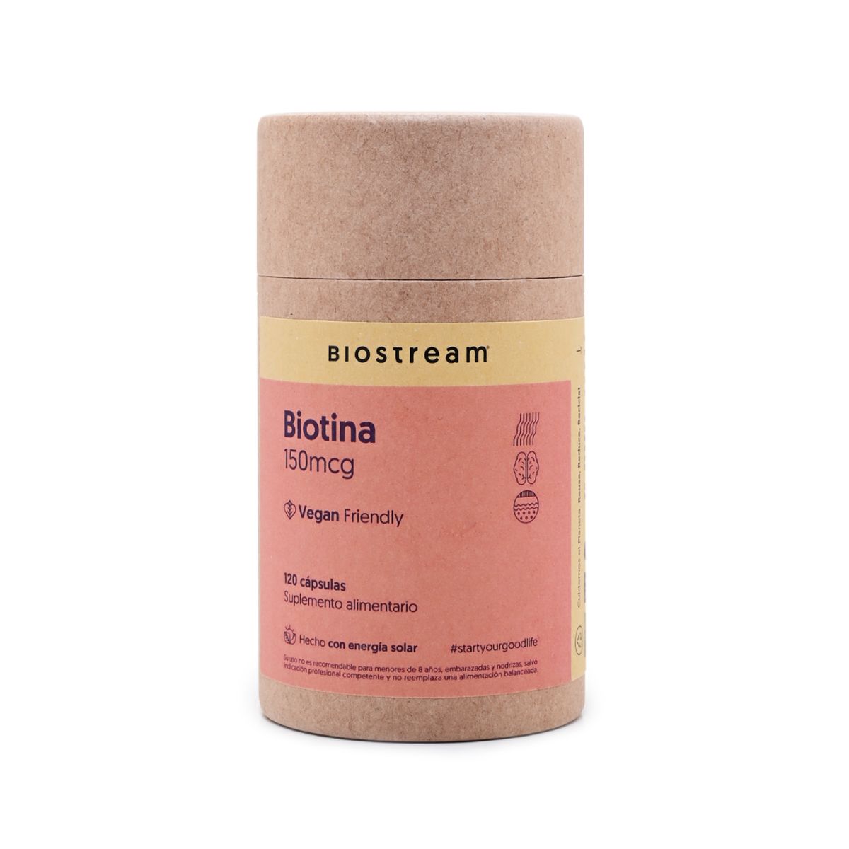 BIOSTREAM - Biotina 150mcg Vegana 120 Cápsulas Biostream