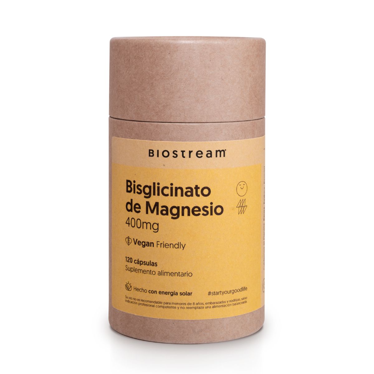 BIOSTREAM - Bisglicinato de Magnesio 400mg 120 Cápsulas Descanso Biostream