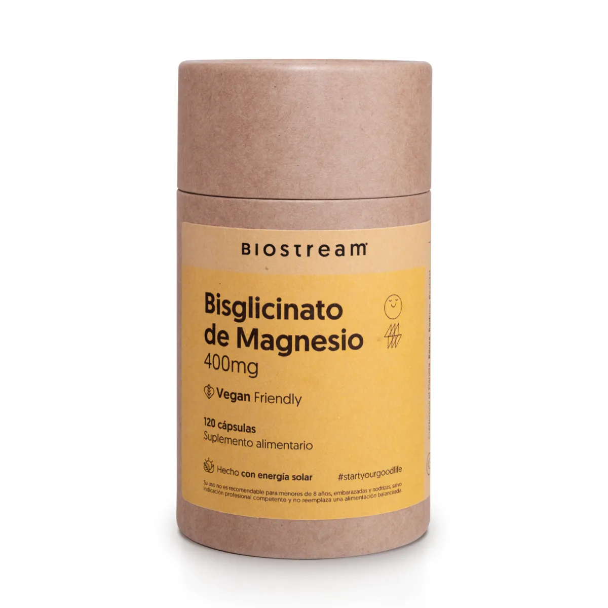 BIOSTREAM - Bisglicinato de Magnesio 400mg 120 Cápsulas Descanso Biostream