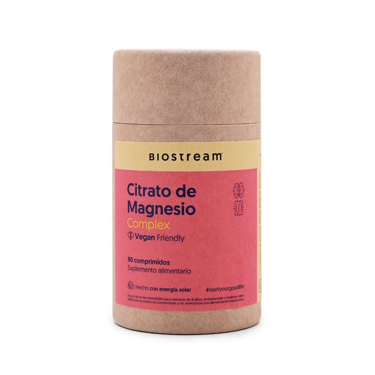 BIOSTREAM - Citrato De Magnesio Vitamina D & Vitamina B6 Vegano 90 Cápsulas Biostream