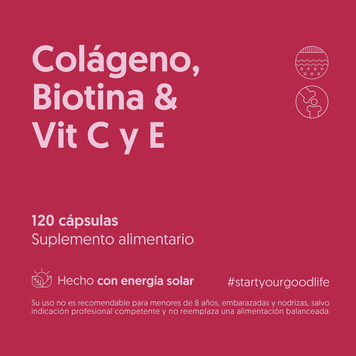 BIOSTREAM - Colágeno Hidrolizado + Biotina + Vitamina C y E 120 Cápsulas Biostream