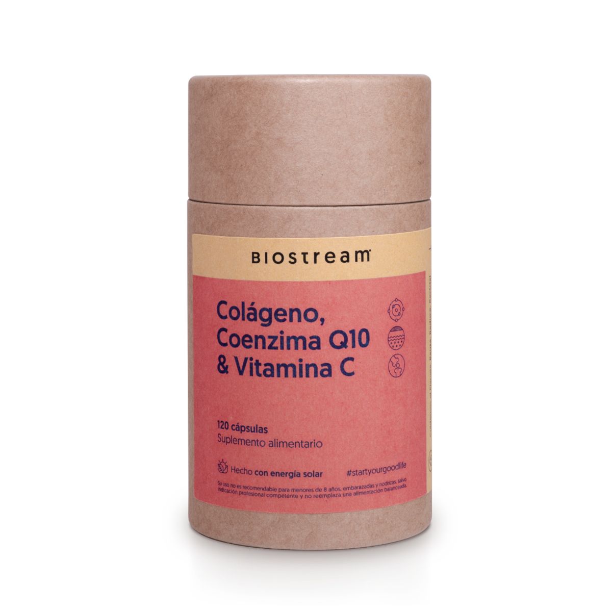 BIOSTREAM - Colágeno Hidrolizado + Coenzima Q10 & Vitamina C 120 Cápsulas Biostream