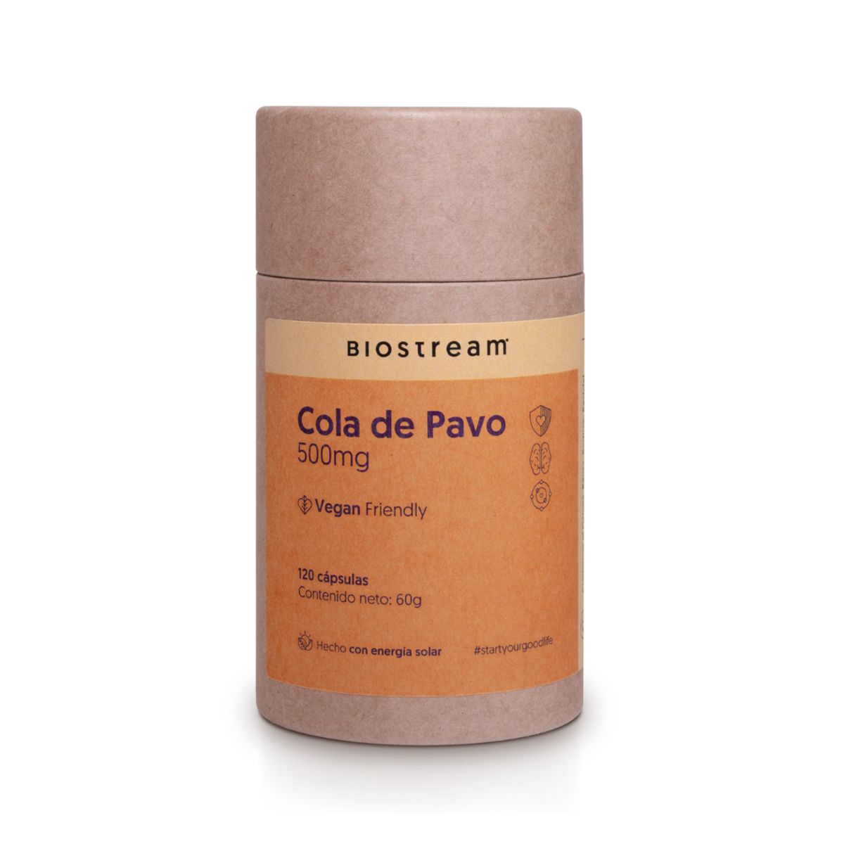 BIOSTREAM - Hongo Cola de Pavo 500mg 120 Cápsulas Vegano Antioxidante Biostream