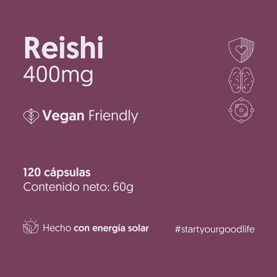 Imagen 2 del producto Hongo Reishi 400mg 120 Cápsulas Vegan Defensas & Antiox