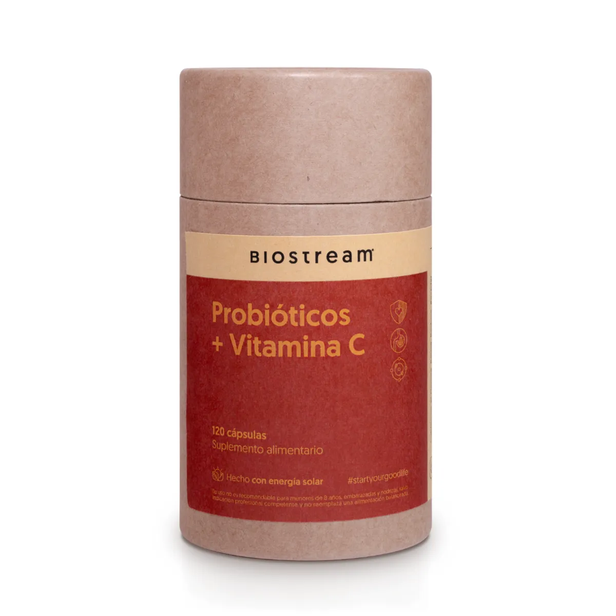 BIOSTREAM - Probióticos + Vitamina C 120 Cápsulas para las Defensas & Digestion Biostream