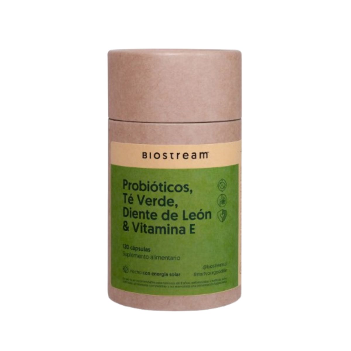 BIOSTREAM - Probióticos Te Verde Diente de Leon & Vitamina E 120 Cápsulas Biostream