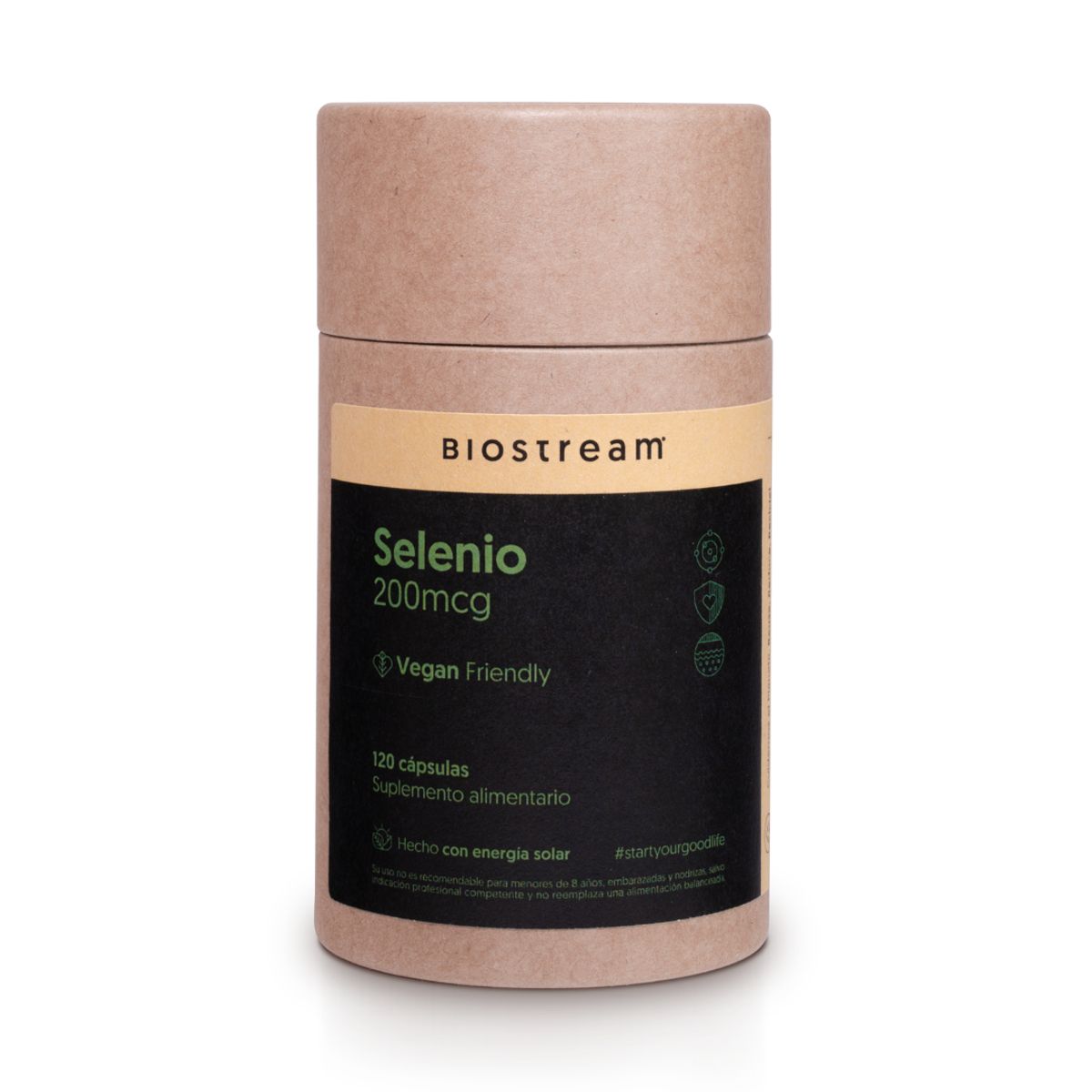 BIOSTREAM - Selenio 200mcg 120 Cápsulas Vegano Antioxidante Biostream