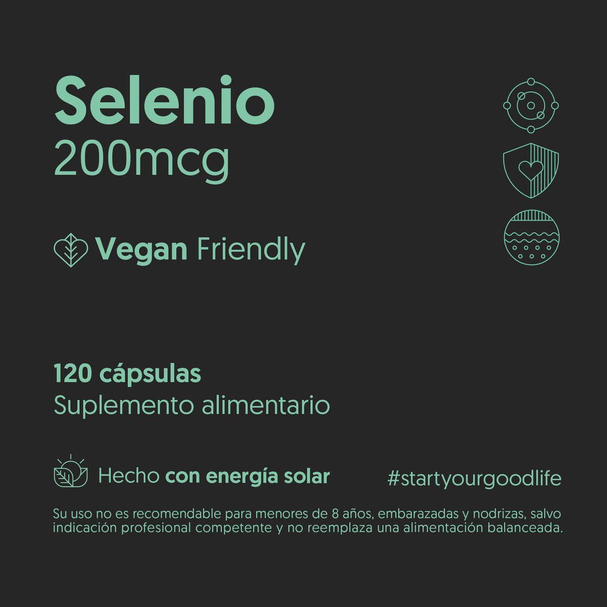 BIOSTREAM - Selenio 200mcg 120 Cápsulas Vegano Antioxidante Biostream