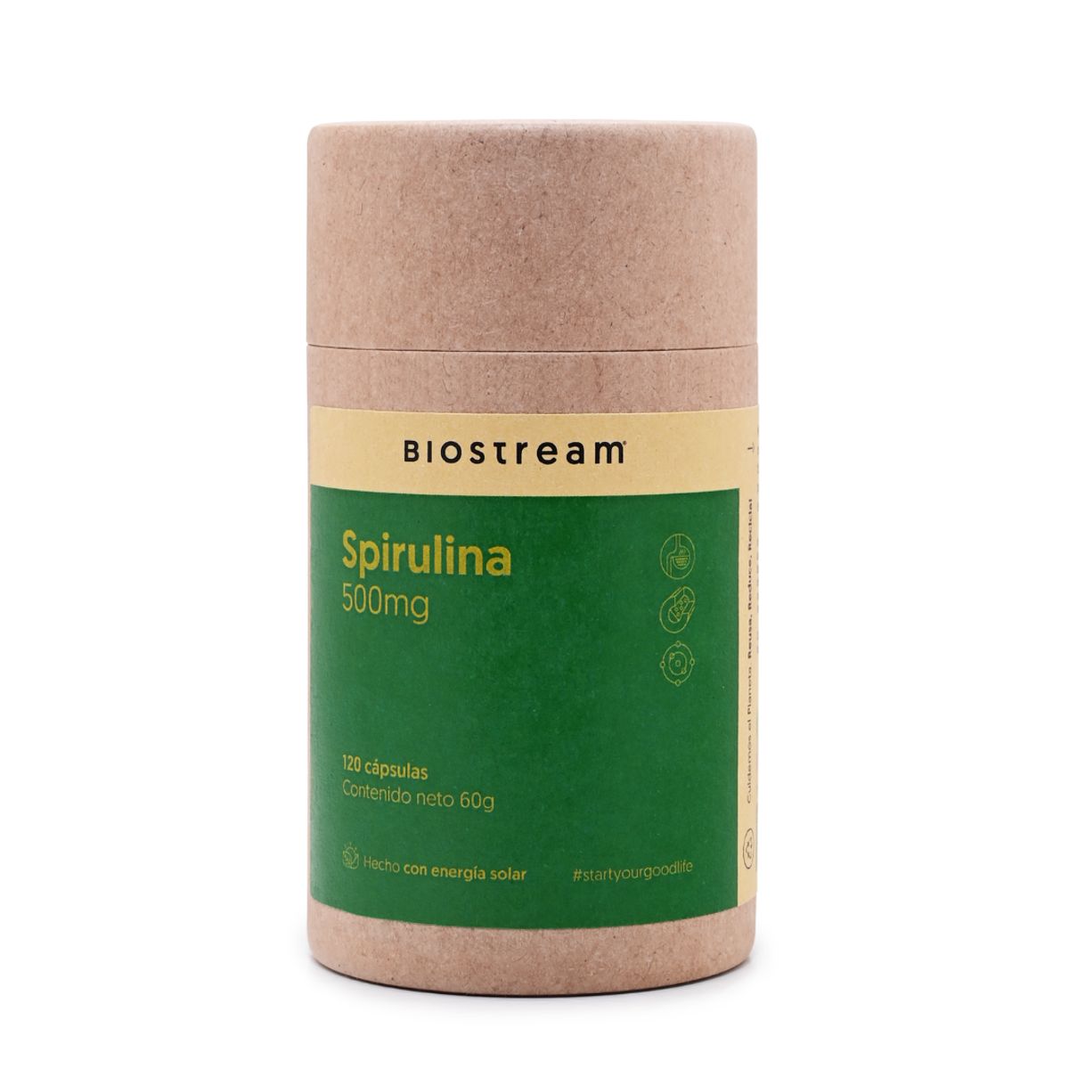 BIOSTREAM - Spirulina 500mg 120 Cápsulas Biostream
