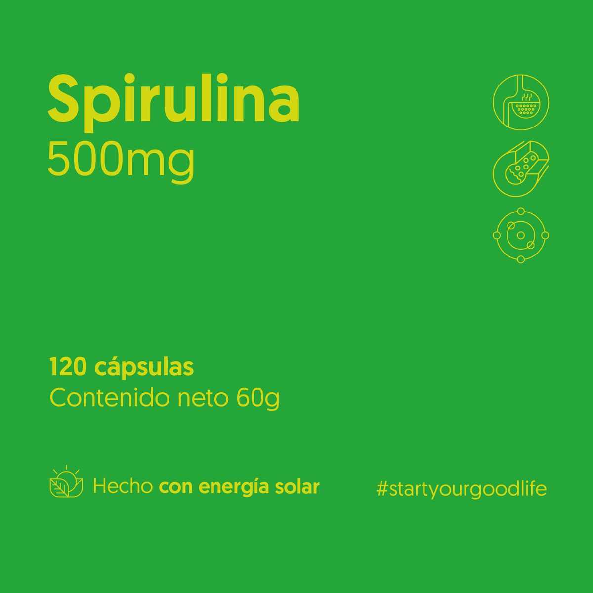 BIOSTREAM - Spirulina 500mg 120 Cápsulas Biostream