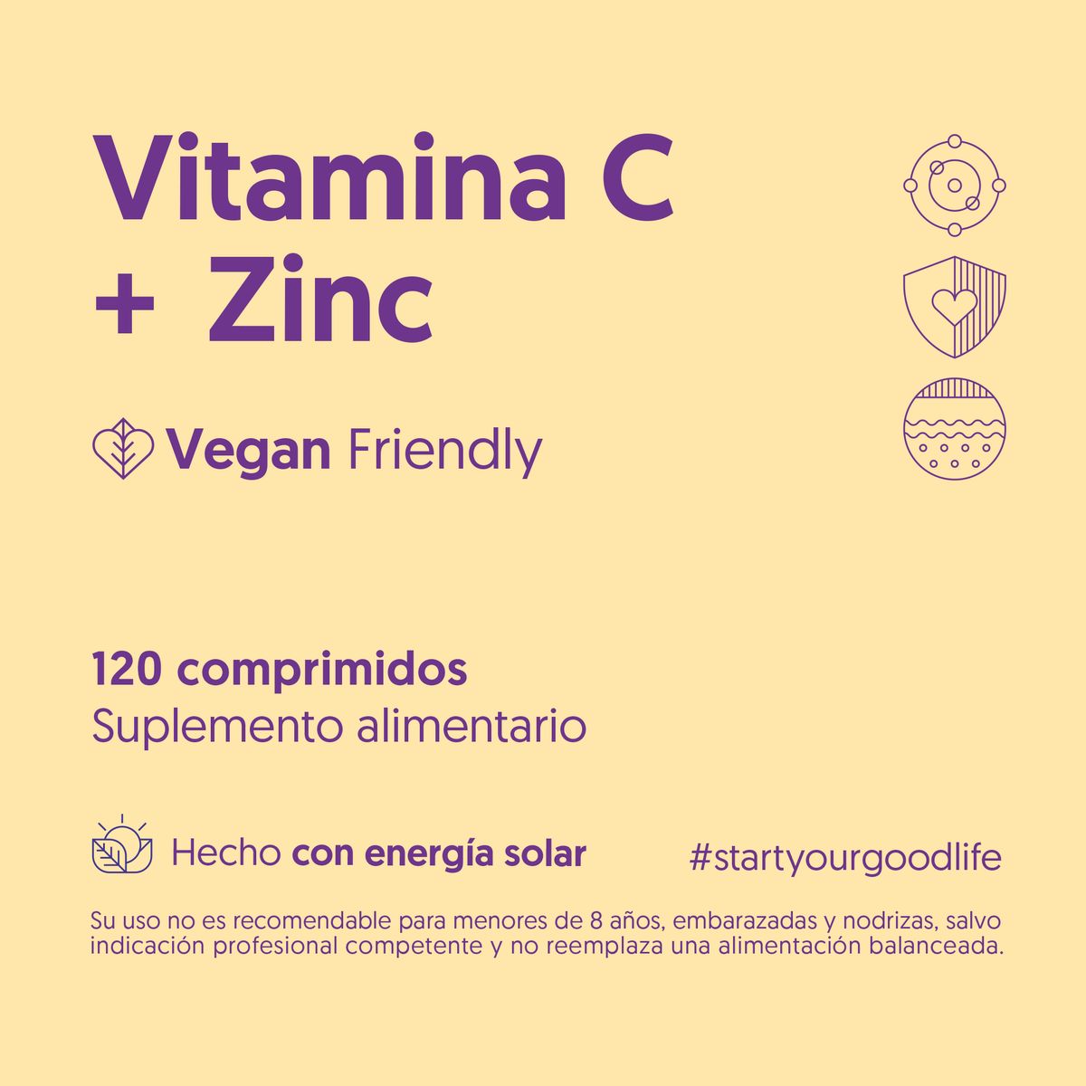 BIOSTREAM - Vitamina C + Zinc Vegano 120 Cápsulas Biostream
