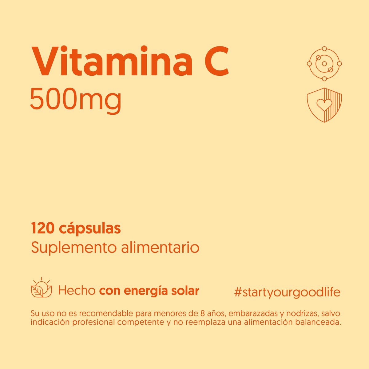 BIOSTREAM - Vitamina C 500mg 120 Cápsulas Biostream