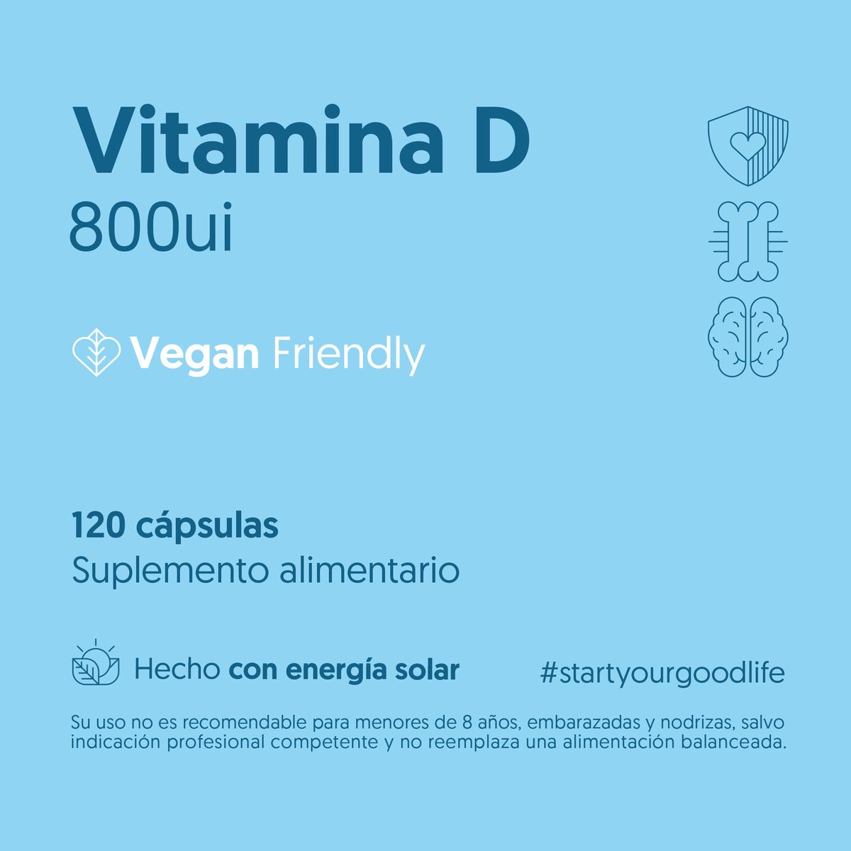 BIOSTREAM - Vitamina D 800ui Vegana 120 Cápsulas Biostream