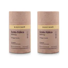 BIOSTREAM - Pack X 2 Ácido Fólico 500mcg Vegano 120 Cápsulas