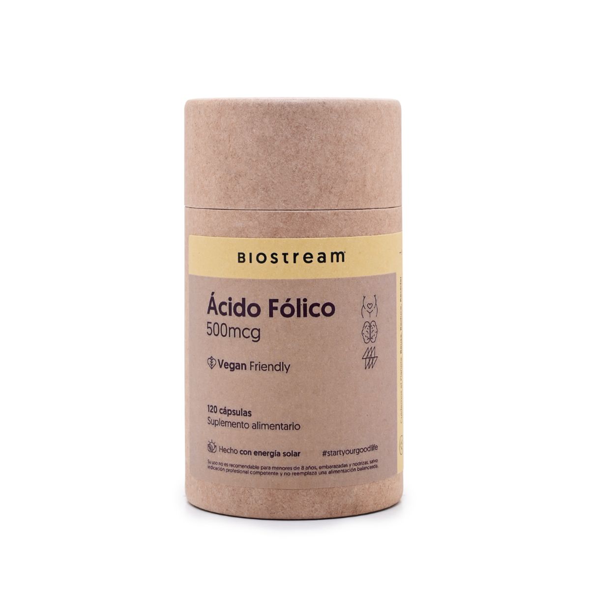 BIOSTREAM - Pack X 3 Ácido Fólico 500mcg Vegano 120 Cápsulas Biostream