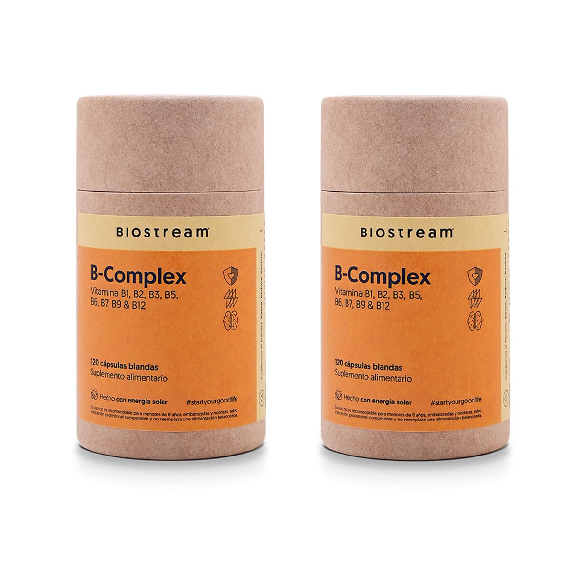 BIOSTREAM - Pack X 2 Vitaminas Esenciales B-complex 120 Cápsulas Biostream