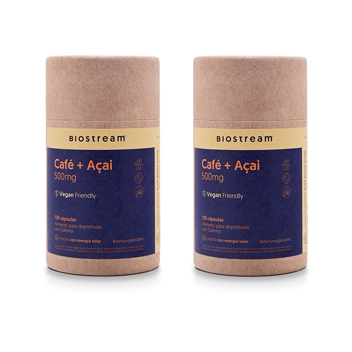 BIOSTREAM - Pack X 2 Café + Açai 500mg Vegano 120 Cápsulas Biostream