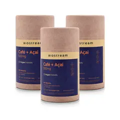 BIOSTREAM - Pack X 3 Café + Açai 500mg Vegano 120 Cápsulas