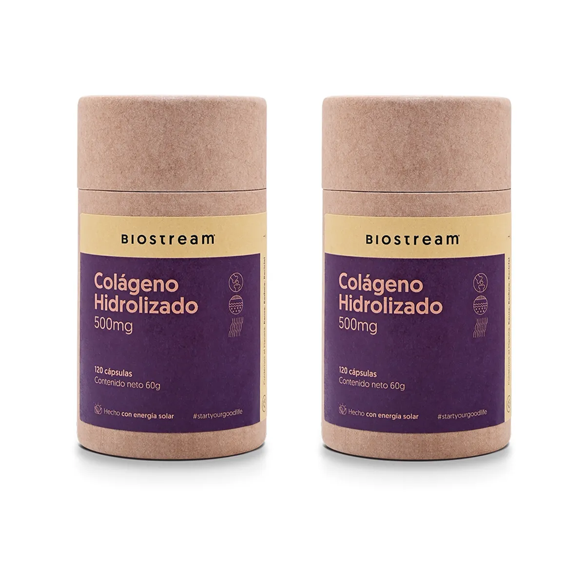 BIOSTREAM - Pack X 2 Colágeno Hidrolizado 500mg 120 Cápsulas Biostream