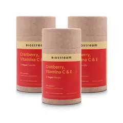 BIOSTREAM - Pack X 3 Cranberry Vitamina C & E Vegano 120 Cápsulas