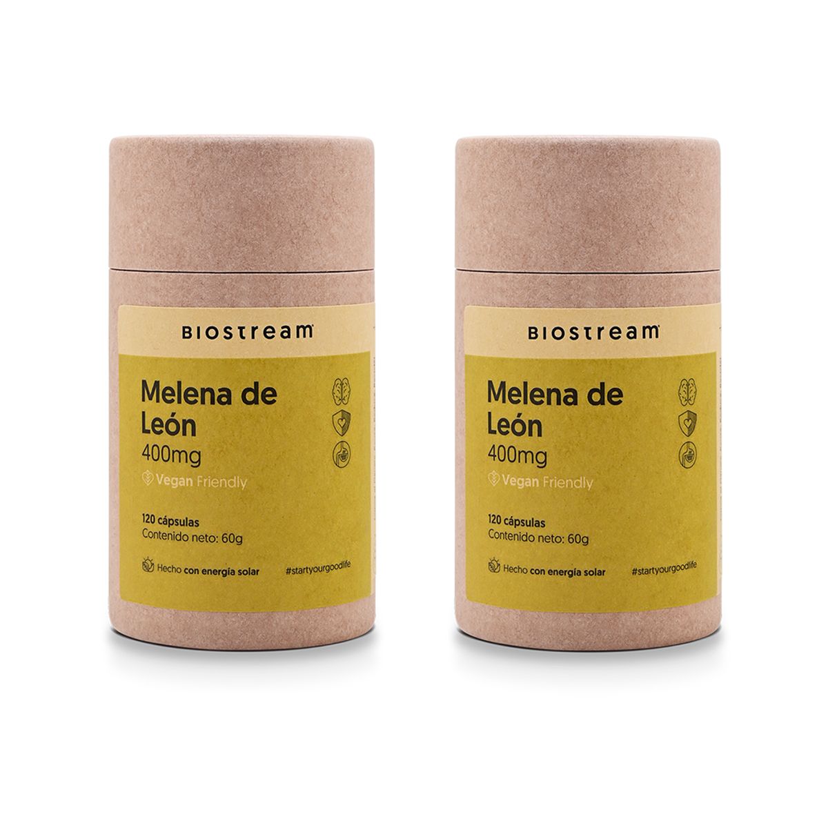 BIOSTREAM - Pack X 2 Melena De León 400mg 120 Cápsulas Vegana Biostream