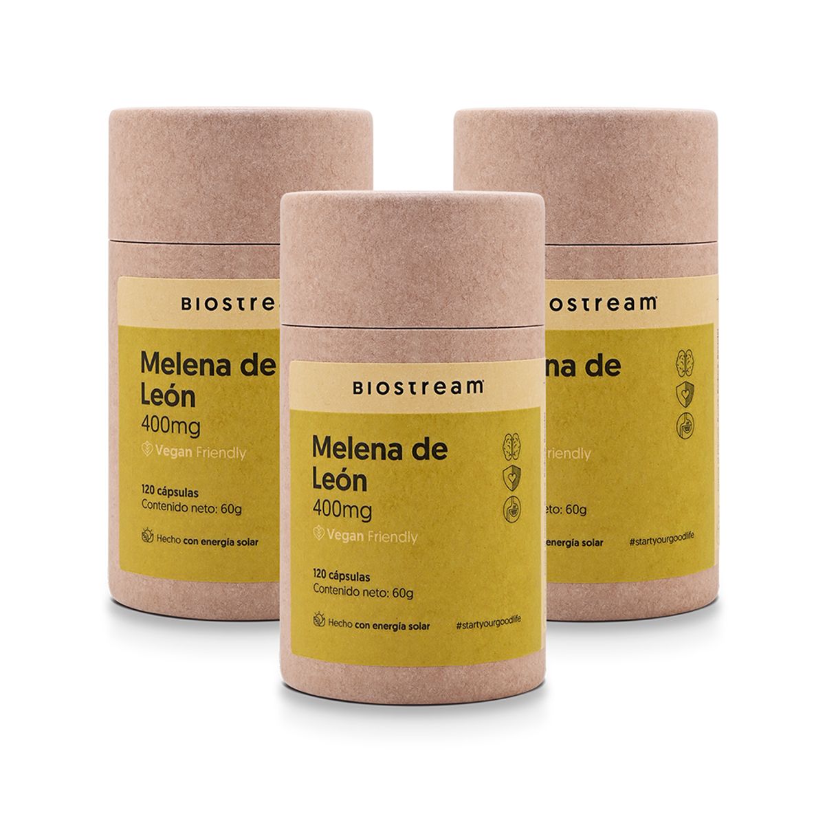 BIOSTREAM - Pack X 3 Melena De León 400mg 120 Cápsulas Vegana Biostream