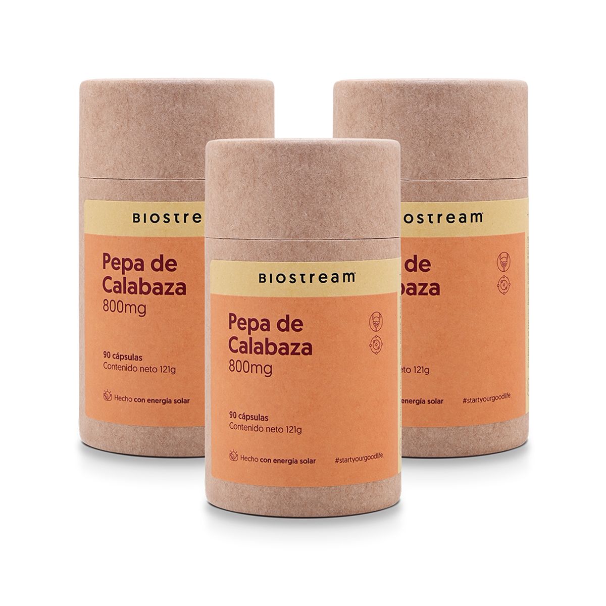 BIOSTREAM - Pack X 3 Pepa De Calabaza 800mg 90 Cápsulas Biostream