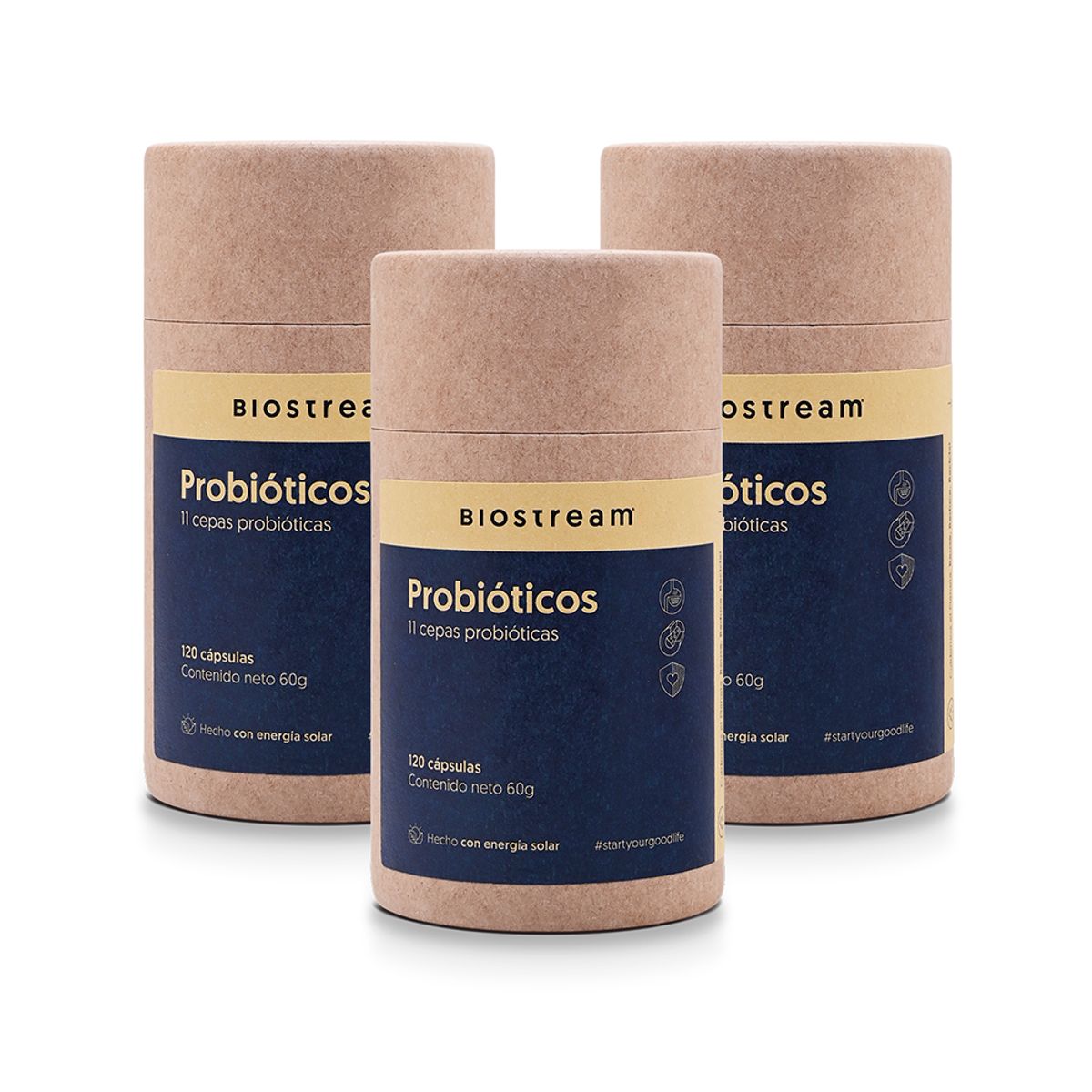 BIOSTREAM - Pack X 3 Probióticos 11 Cepas 6 Billones UFC 120 Cápsulas Biostream