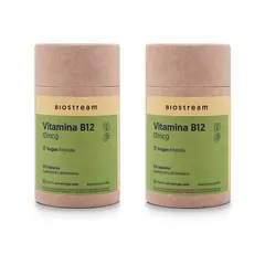 BIOSTREAM - Pack X 2 Vitamina B12 12mcg Vegana 120 Cápsulas