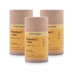 BIOSTREAM - Pack X 3 Vitamina C + Zinc Vegano 120 Cápsulas
