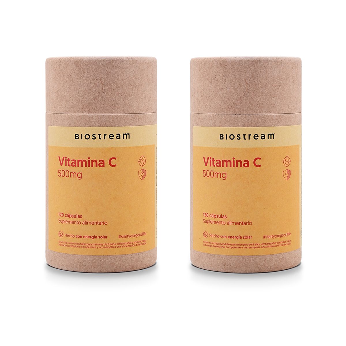 BIOSTREAM - Pack X 2 Vitamina C 500mg 120 Cápsulas Biostream