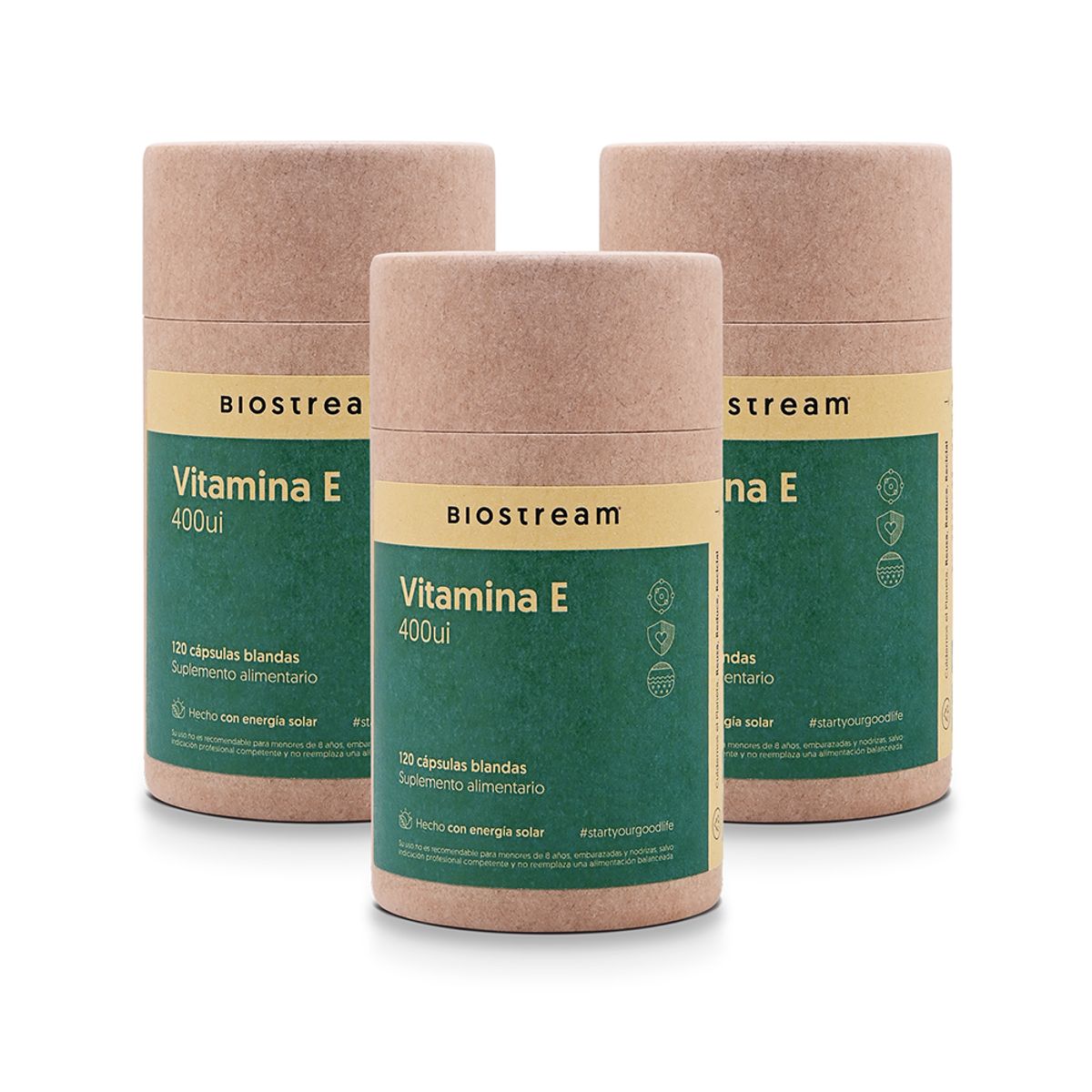 BIOSTREAM - Pack X 3 Vitamina E 400ui 120 Cápsulas Biostream