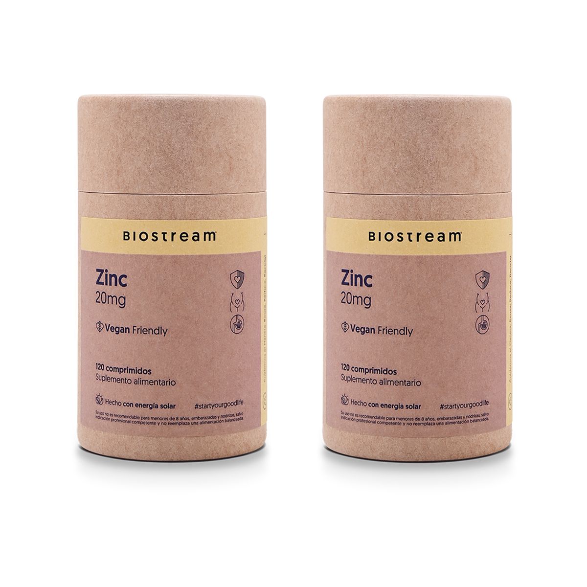 BIOSTREAM - Pack X 2 Zinc 20mg 120 Cápsulas Vegana Biostream